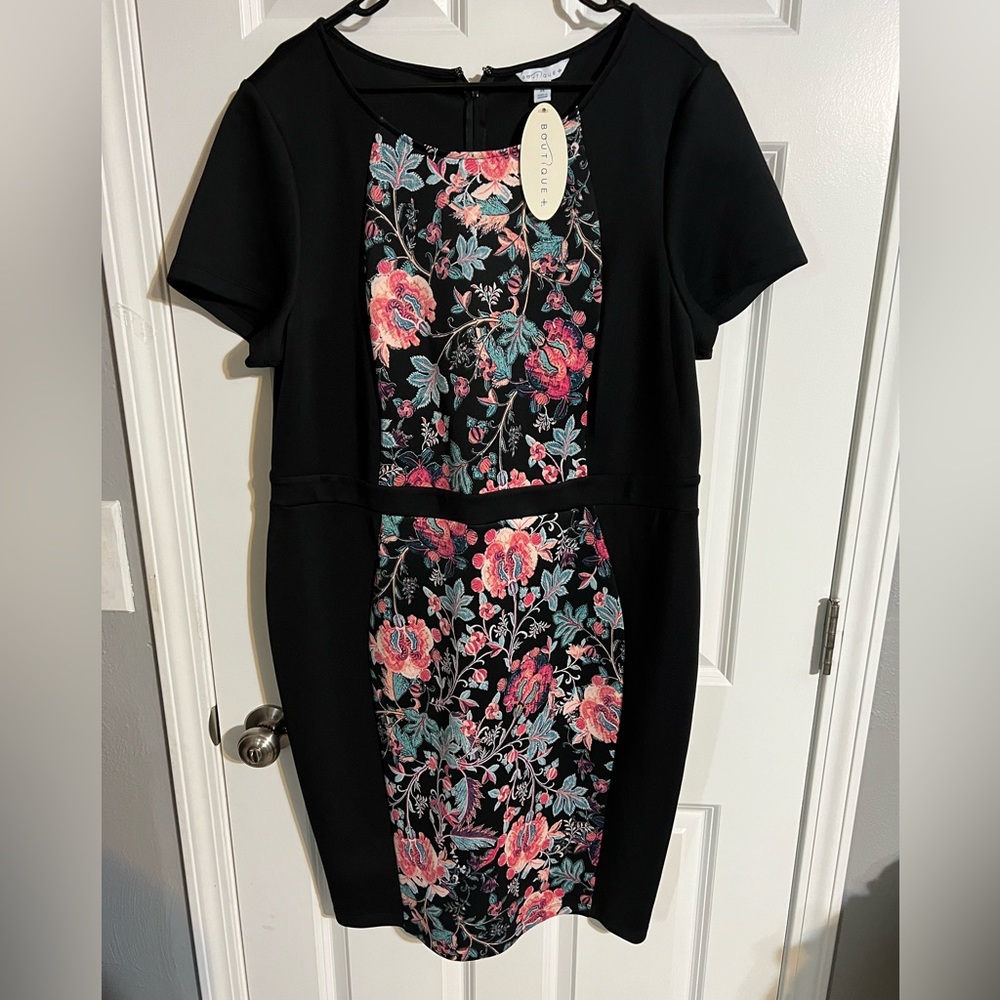 Boutique+ dress - NWT - black floral print -2X